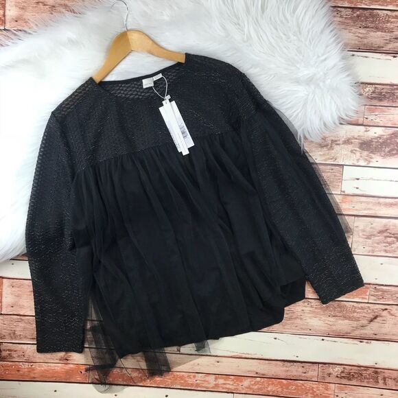 NWT‎ lost ink plus size top with metallic overlay - Picture 3 of 8